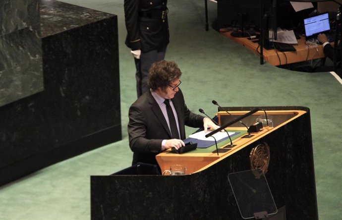 Archivo - Javier Milei, presidente de Argentina, en la Asamblea General de la ONU