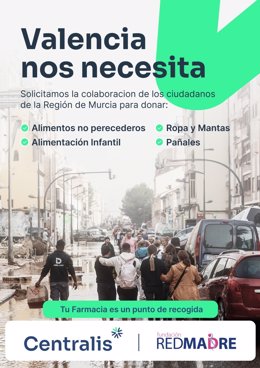 Cartel de la campaña solidaria de Centralis Farma a favor de los afectados por la DANA