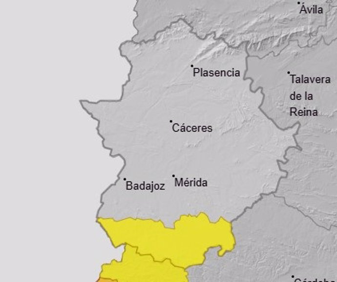 El sur de Badajoz en aviso amarillo por lluvia y tormentas