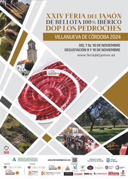 Cartel de la XIV Feria del Jamón de Bellota 100% Ibérico de Los Pedroches.