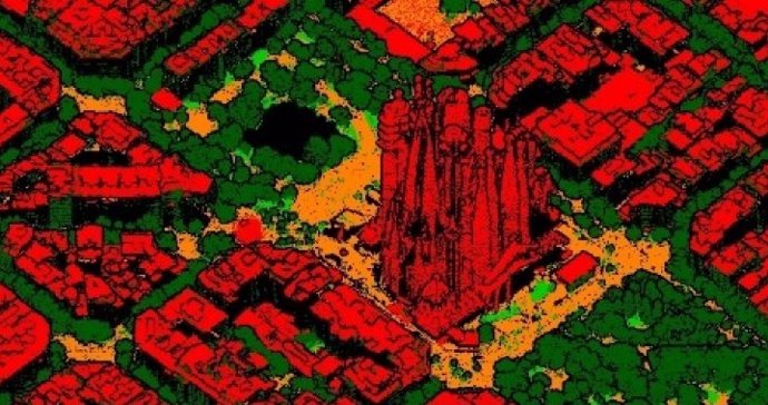 Visualización de datos de la tercera cobertura LiDAR en el Eixample de Barcelona (Catalunya)