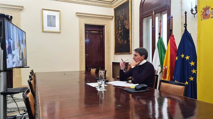 El delegado del Gobierno en Andalucía, Pedro Fernández, participa por videoconferencia en el Comité Estatal de Coordinación y Dirección del Sistema Nacional de Protección Civil (Cedod).