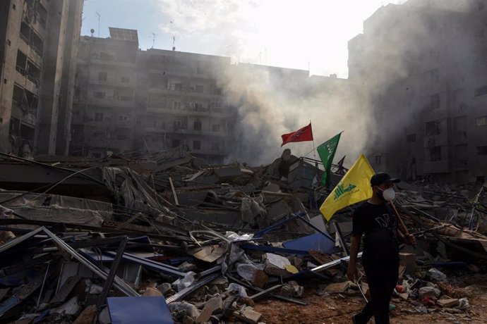 Beirut tras un ataque del Ejército de Israel.