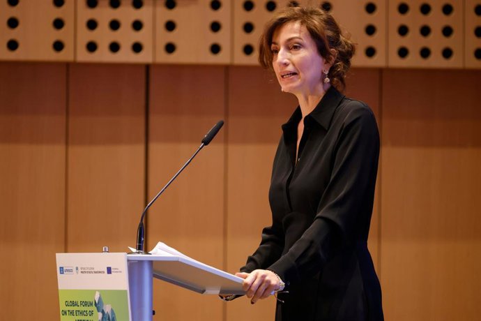 Archivo - February 5, 2024, Kranj, Slovenia: Audrey Azoulay, Director-General of UNESCO, speaks at the 2nd Global Forum on the Ethics of Artificial Intelligence in Kranj. The forum under the patronage of UNESCO is titled Changing the Landscape of AI Gov