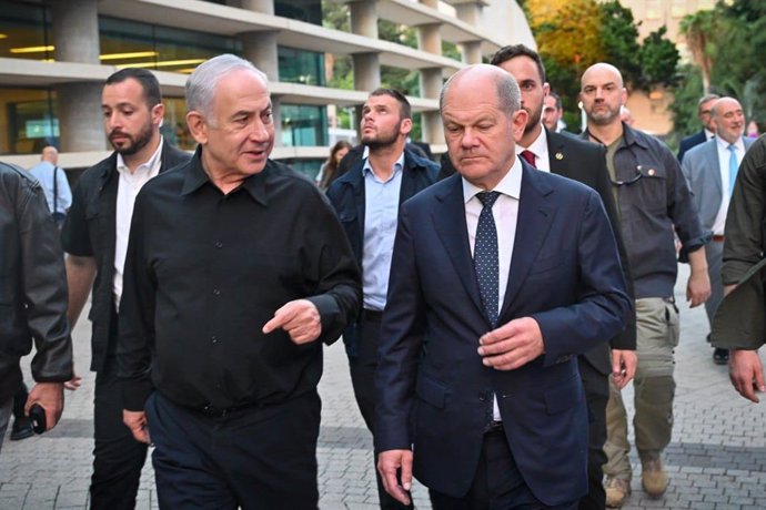 Archivo - Benjamin Netanyahu y Olaf Scholz 