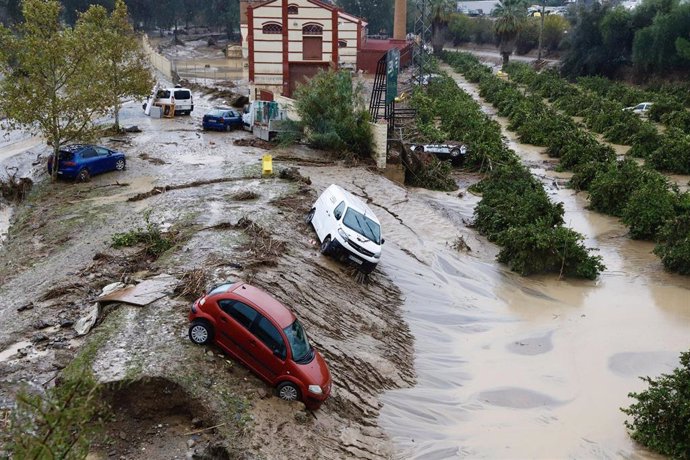 Coches destrozados tras el paso del la Dana en la provincia de Málaga 