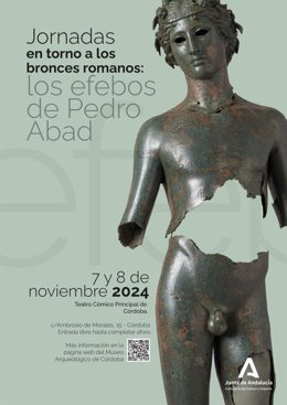 Cartel de las jornadas 'En torno a los bronces romanos: los efebos de Pedro Abad'.