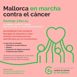 Recogida de artículos de primera necesidad en solidaridad con Valencia durante la IX carrera solidaria 'Mallorca en Marcha contra el Cáncer'