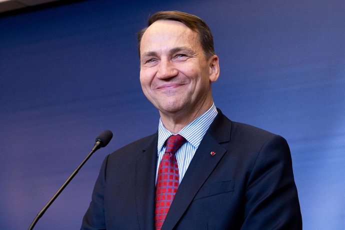 October 23, 2024, Warsaw, Poland: Minister of Foreign Affairs of Poland Radoslaw Sikorski is smiling as he speaks to the media during a press conference. Press conference of the Minister of Foreign Affairs of Poland Radoslaw Sikorski and Minister of Forei