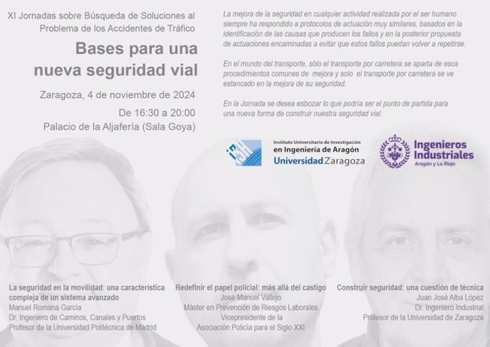 Cartel de la jornada sobre seguridad vial organizada por la Universidad de Zaragoza