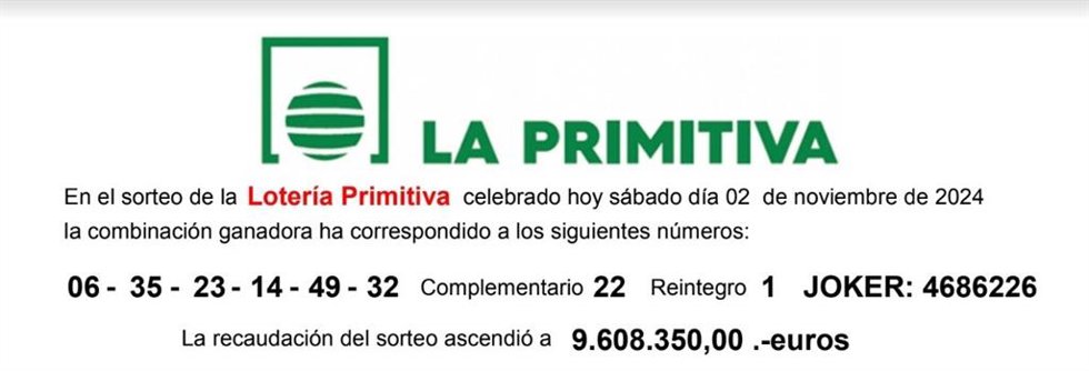 Imagen de la Primitiva de este sábado