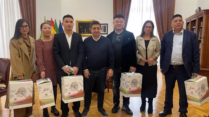 Imagen del encuentro del presidente de la Diputación de Jaén, Paco Reyes, con la Asociación de Promoción Económica y Cultural de China.