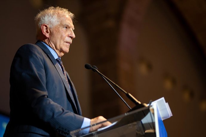 El alto representante de la UE para Asuntos Exteriores, Josep Borrell, interviene durante la clausura de la conferencia del IEMed sobre el conflicto en Oriente Medio, en el Museu Maritim, a 27 de octubre de 2024, en Barcelona, Cataluña (España). La Confer
