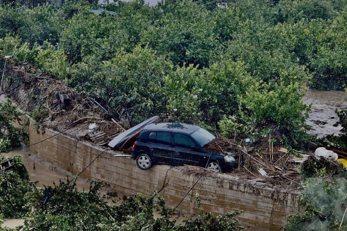 Coches destrozados tras el paso de la Dana en Málaga.