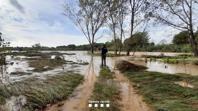 Imagen de un efectivo de Agents Rurals controlando las zonas inundables