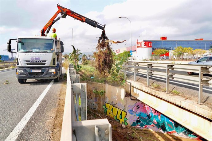 Brigadas municipales trabajan en la limpieza del Torrent Gros