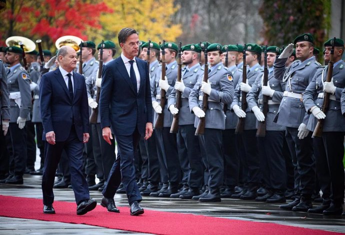 El canciller de Alemania, Olaf Scholz, recibe en Berlín al secretario general de la OTAN, Mark Rutte