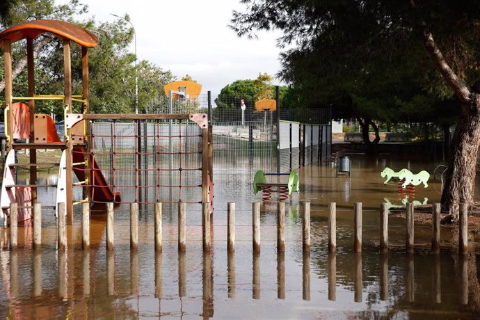 Zona inundada por las lluvias, a 4 de noviembre de 2024, en Castelldefels, Barcelona