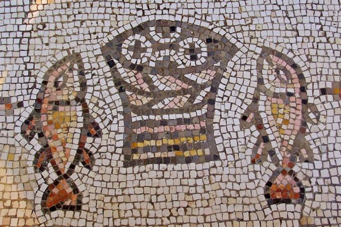 Mosaico de una iglesia en Tabgha, Israel.