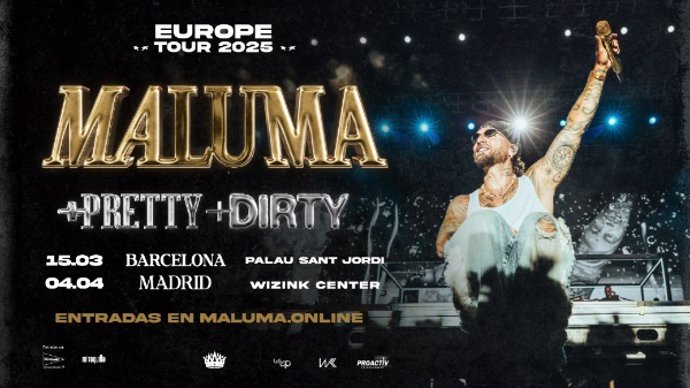 Cartel de los conciertos de Maluma en Barcelona y Madrid en 2025