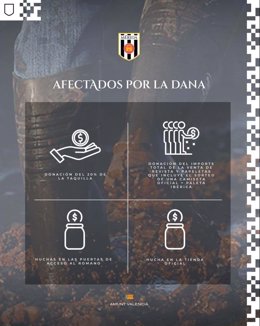 Imagen de las actividades organizadas por el Mérida de fútbol para ayudar a los damnificados por la DANA