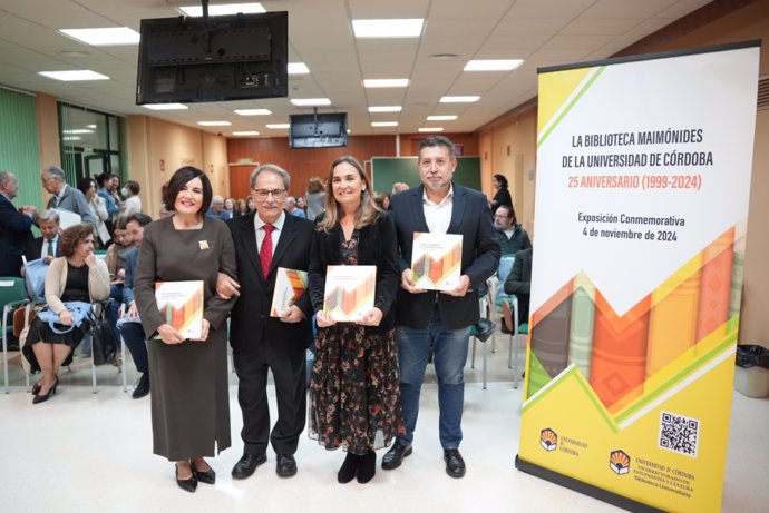 (Desde Izda.) Carmen Liñán, Eugenio Domínguez, María José Polo Y Fernando Lara, En El Acto Conmemorativo Del 25 Aniversario La Biblioteca Maimónides.