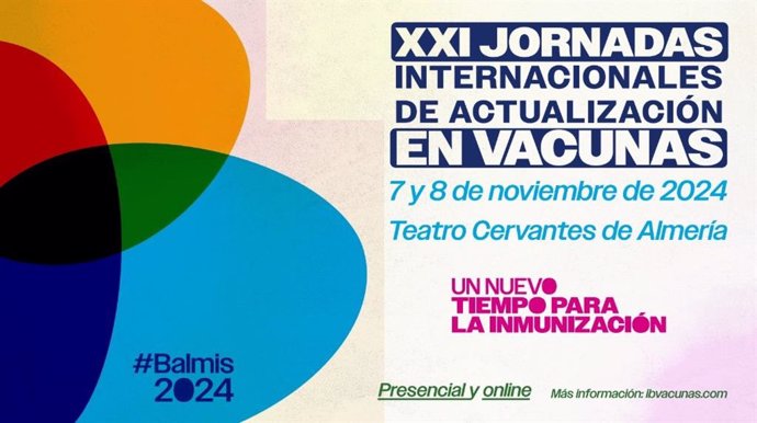 Cartel anunciador de las XXI jornadas internacionales de actualización en Vacunas.