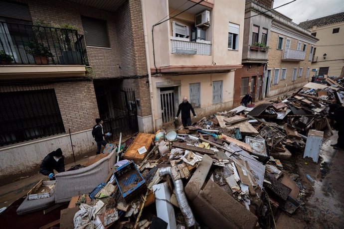 Desperfectos ocasionados por la DANA, a 4 de noviembre de 2024, en Paiporta, Valencia.