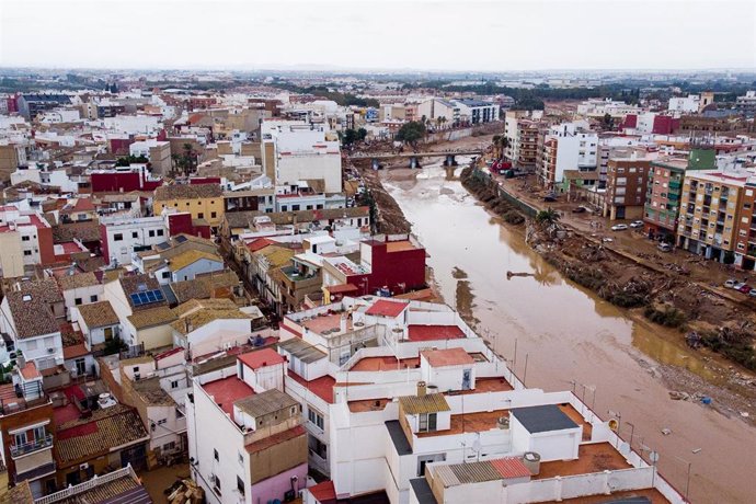 Vista aérea de la llamada 'zona cero' de la DANA en la Comunidad Valenciana