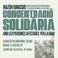 Convocan una concentración en Palma para solidarizarse con los afectados por la DANA y pedir la dimisión de Mazón