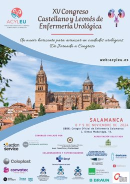 Cartel del XV Congreso Castellano y Leonés de Enfermería Urológica que se celebrará en Salamanca el 8 y 9 de noviembre.