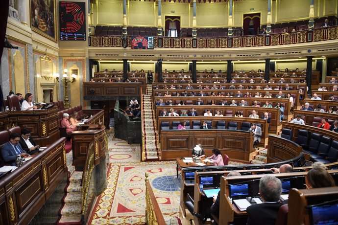 Vista general del hemiciclo, durante una sesión plenaria extraordinaria, en el Congreso de los Diputados, a 23 de julio de 2024, en Madrid (España).