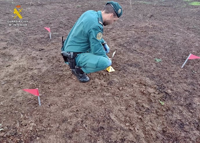 Un agente del Seprona de la Guardia Civil durante la investigación de un incendio forestal.