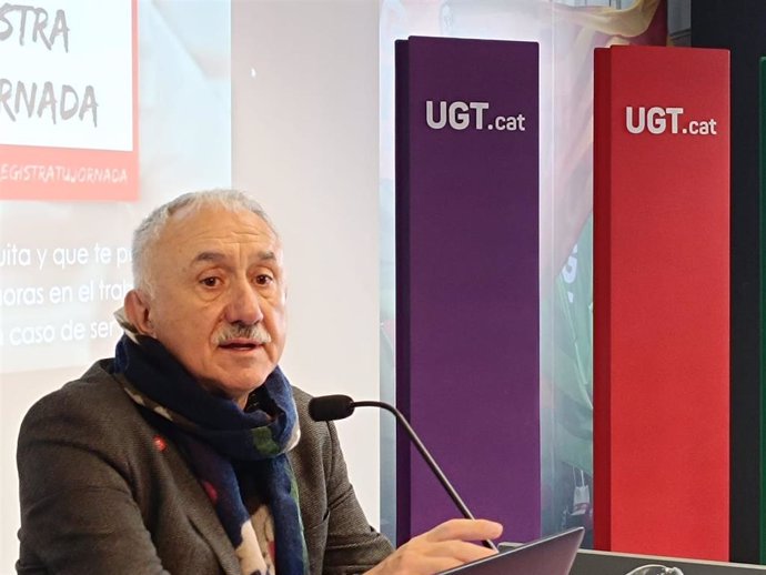 El secretario general de UGT, Pepe Álvarez, este miércoles en Barcelona