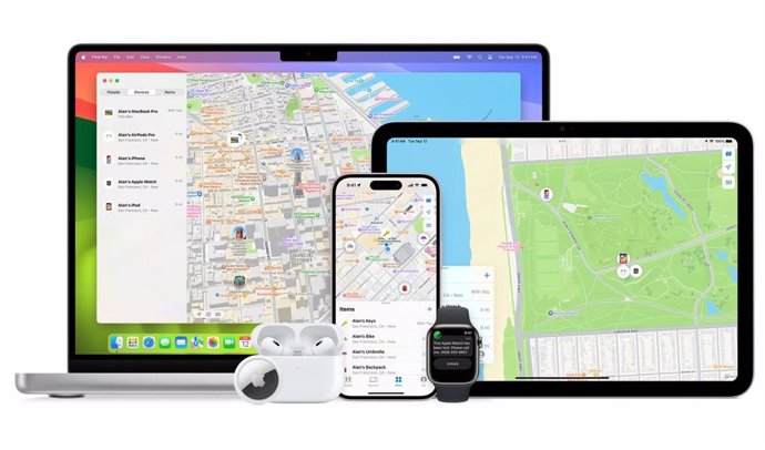 Interfaz de la aplicación Find My (Buscar) de Apple