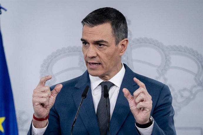 El presidente del Gobierno, Pedro Sánchez, durante una rueda de prensa, posterior al Consejo de Ministros, en el Palacio de La Moncloa, a 5 de noviembre de 2024, en Madrid (España)