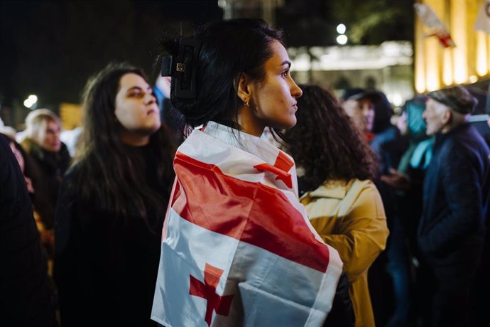 Imagen de archivo de una protesta convocada por la oposición en Georgia. 