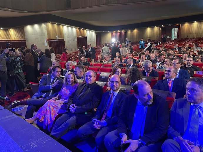 Celebración del 40 anivesario de la Sociedad Regional de Promoción, en el teatro de la Laboral, en Gijón.