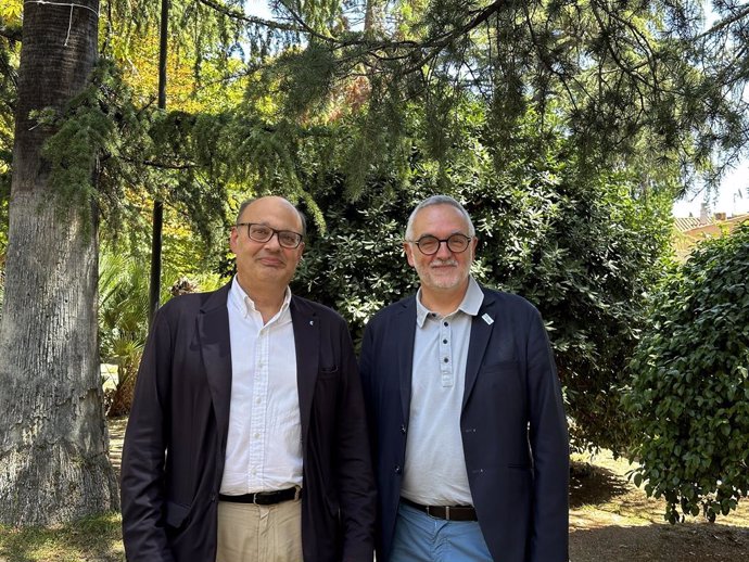 El president de la patronal Cecot, Xavier Panés, i el president del Gremi de Jardineria de Catalunya, Miquel Marín