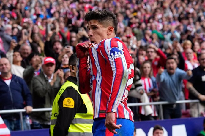 El jugador del Atlético de Madrid Giuliano Simeone celebrando un gol.