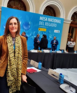 La directora xeral de la Axencia Galega de Desenvolvemento Rural, Paz Rodríguez durante la Mesa Nacional  De Regadios celebrada este martes