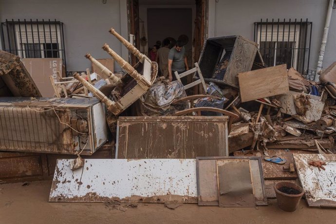 Estragos de la riada en una vivienda en Aldaia