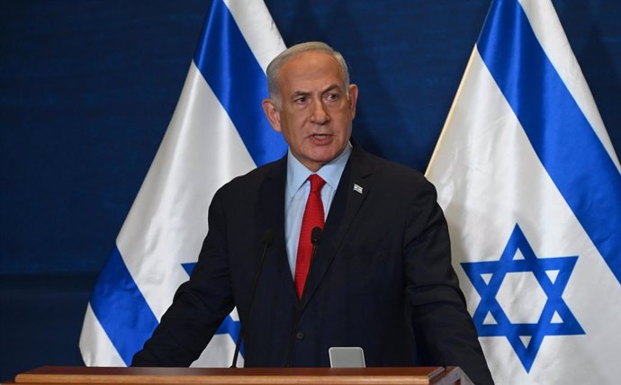 Archivo - El primer ministro de Israel, Benjamin Netanyahu, durante una comparecencia ante la prensa en Tel Aviv (archivo)