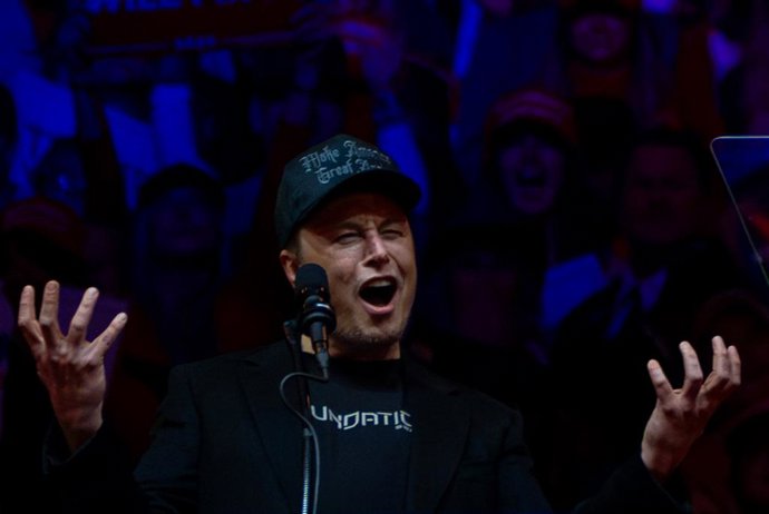 FILED - 27 October 2024, US, New York: Elon Musk speaks at a rally in support of Republican presidential candidate Donald Trump at Madison Square Garden as the United States presidential election enters its final 10 days. Photo: Jen Golbeck/SOPA Images vi