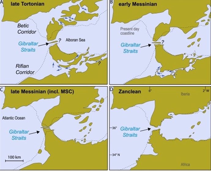 Evolución paleogeográfica del sur de la Península y el norte de Marruecos en el Neógeno.