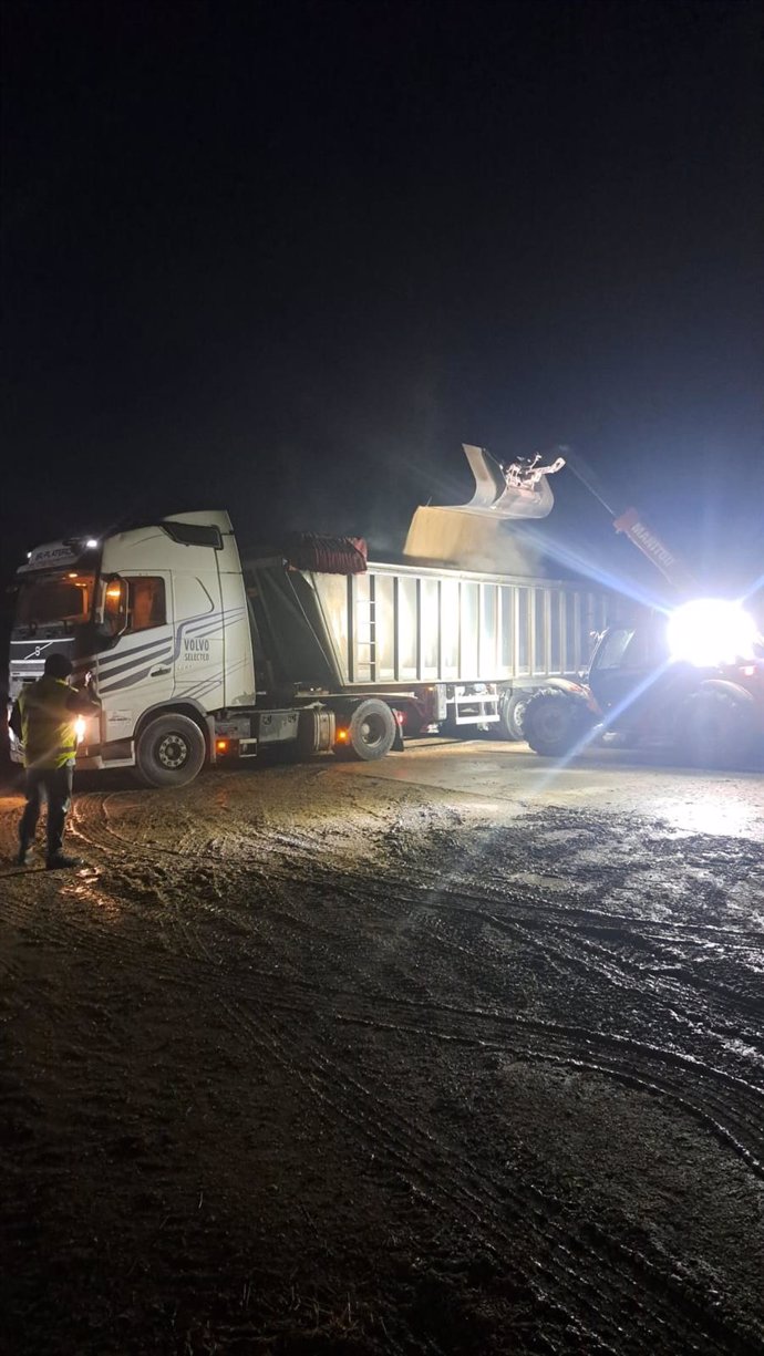 El camión con cereal para alimentar a ganado organizado por Gremi de Pagesia Catalana