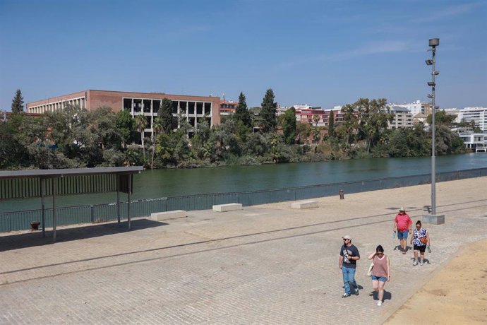 Archivo - Vista general del antiguo edificio de la tabacalera Altadis junto al río Guadalquivir