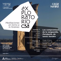 Cartel del C3A sobre 'Persépolis' de Iannis Xenakis en una versión inédita en Andalucía.