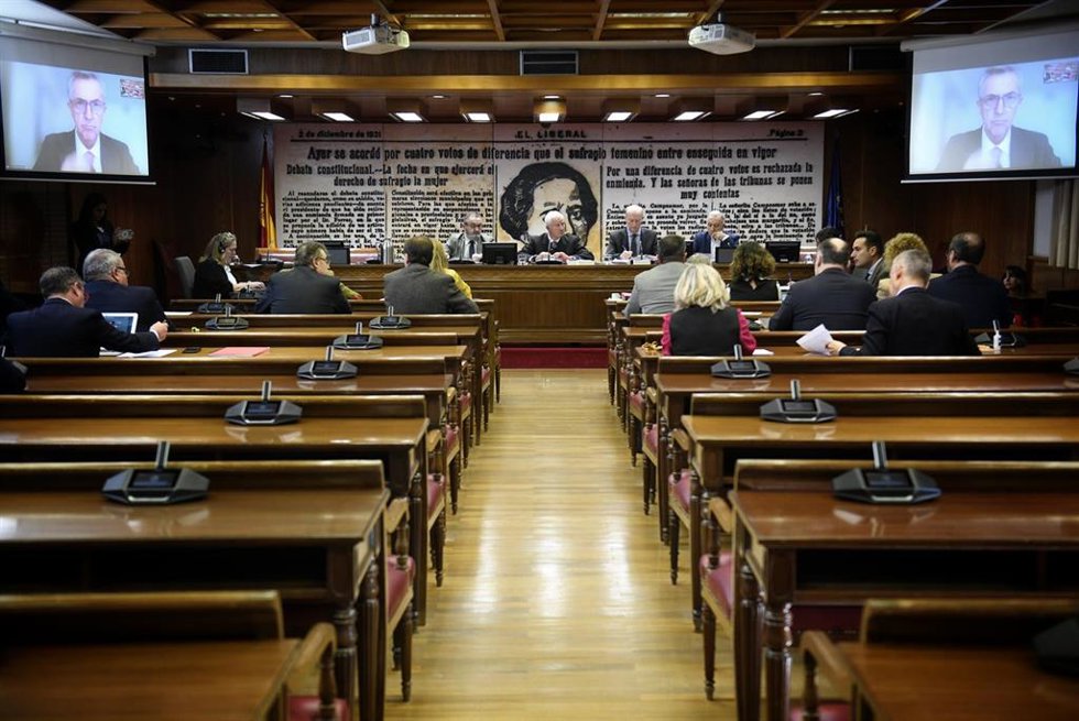 El exdirector de la Guardia Civil Leonardo Marcos González comparece por videoconferencia durante una Comisión de Investigación sobre la Operación Delorme, en el Senado, a 28 de octubre de 2024, en Madrid (España). La comisión es sobre los contratos púb