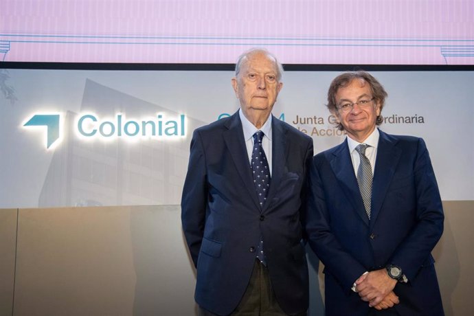 Archivo - El presidente de Colonial, Juan José Bruguera, y el consejero delegado, Pere Viñolas.